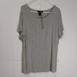 Ashley Stewart Light Gray Short Sleeve Top